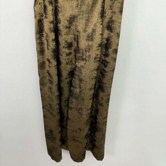 Anthropologie Women’s Erika Metallic Satin Burnout Spaghetti Strap Wide Leg Jump - Picture 9 of 12